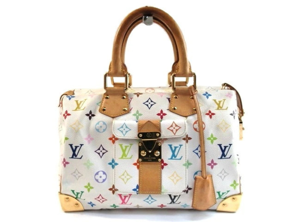 LOUIS VUITTON Speedy Handbag Multicolor Blanc White